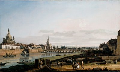 Dresden från högra stranden av Elbe, ovanför Augustusbron av Bernardo Bellotto