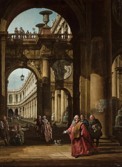 Tyska: Arkitekturfantasi med venetiansk adelsman Självporträtt som venetiansk ambassadör av Bernardo Bellotto