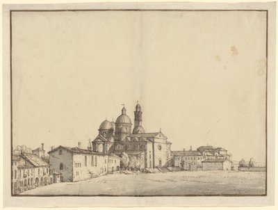 Santa Giustina och Prato della Valle i Padua av Bernardo Bellotto
