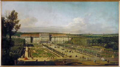 Slottet Schönbrunn i Wien, Österrike, sett från trädgårdarna ... (olja på duk) av Bernardo Bellotto