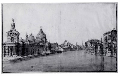 Infarten till Canal Grande, med Dogana da Mar och Santa Maria della Salute till vänster av Bernardo Bellotto