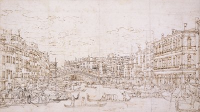 Canal Grande, Venedig, med Rialtobron från söder, av Bernardo Bellotto