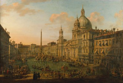 Piazza Navona i Rom, tidigt 1740-tal. av Bernardo Bellotto
