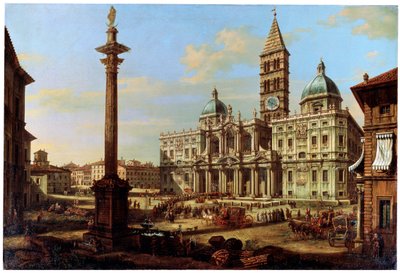 Piazzan och kyrkan Santa Maria Maggiore i Rom, 1739 av Bernardo Bellotto
