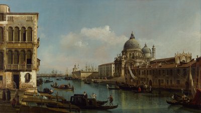 Utsikt över Canal Grande: Santa Maria della Salute och Dogana från Campo Santa Maria Zobenigo av Bernardo Bellotto