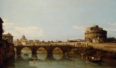 Utsikt över Tibern i Rom med Castel Sant