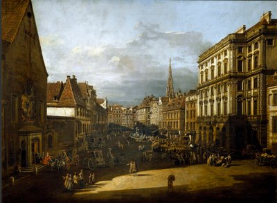 Utsikt över mjölmarknaden i Wien Målning av Bernardo Bellotto (1720-1780) 1760 Sön. 116x155 cm Wien, Kunsthistorisches Museum av Bernardo Bellotto