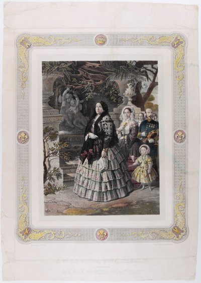 HENNES MAJESTÄT Drottningen ISABEL II. och hennes högtidliga dotter HENNES FRIDLIGASTE HÖGHET PRINSESSAN AV AS av Bernardo Blanco y Pérez