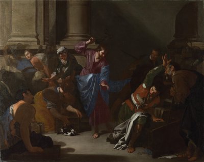 Kristus driver köpmännen från templet, ca. 1645 av Bernardo Cavallino