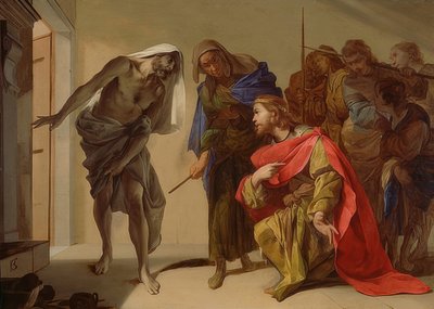 Saul och häxan från Endor. Omkring 1650-56 av Bernardo Cavallino