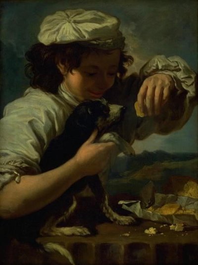 En pojke med en hund (Allegory of "Taste") av Bernardo Eberhart Keilhau