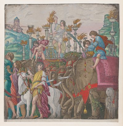 Blad 5: Elephants, från The Triumph of Julius Caesar, 1599. av Bernardo Malpizzi