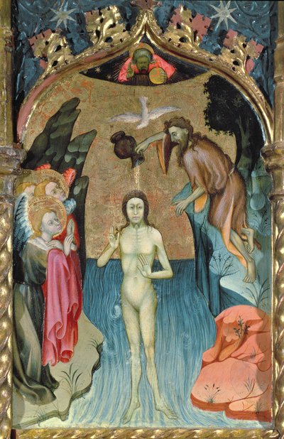Altartavla föreställande Jesu dop av Johannes Döparen från kyrkan Cabrera av Bernardo Martorell