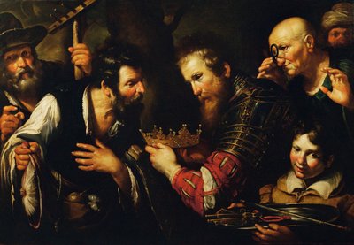 Alexander den store låter en av sina ambassadörer återlämna kronan till Abdolominus ... (målning på duk) av Bernardo Strozzi