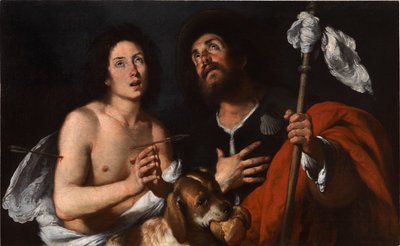Saints Roch och Sebastian. av Bernardo Strozzi