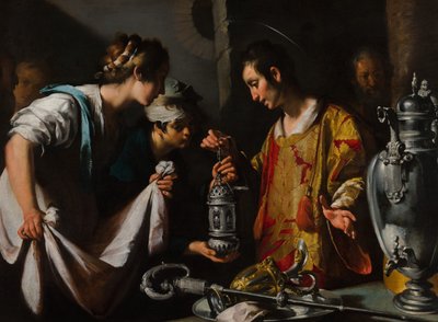 Sankt Laurentius delar ut kyrkans rikedomar av Bernardo Strozzi