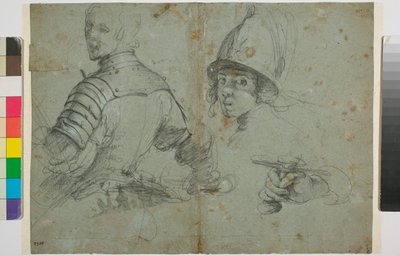 Studie av ung man i rustning av Bernardo Strozzi