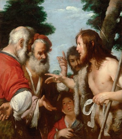 Johannes Döparens predikan, ca. 1644 av Bernardo Strozzi