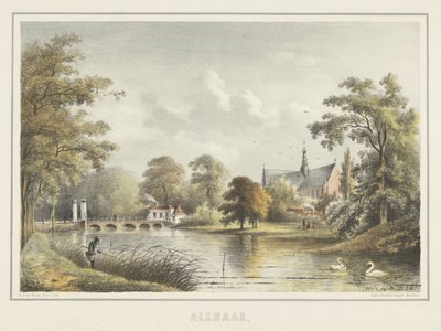 Utsikt över Alkmaar med Grote Kerk av Bernardus Gerardus ten Berge