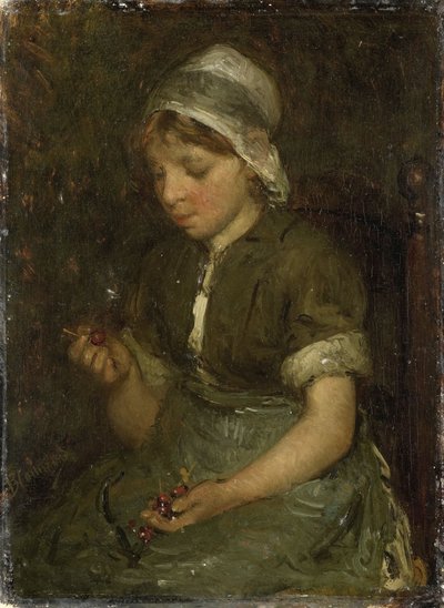 Flicka med körsbär av Bernardus Johannes Blommers or Bloomers