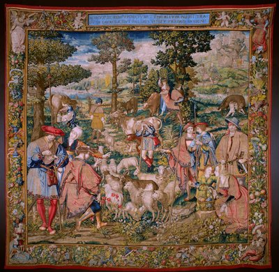 flamländsk gobeläng. Serie The Foundation of Rome: Faustulus möter Romulus och Remus. Serietecknaren Barend van Orley (?). Bryssel tillverkning. 1525-1530. av Bernart van (attr. to) Orley