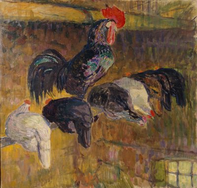 Morgon i hönshuset (olja på duk) av Bernhard Dorotheus Folkestad