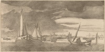 Flod med stad, 1775. av Bernhard Schreuder