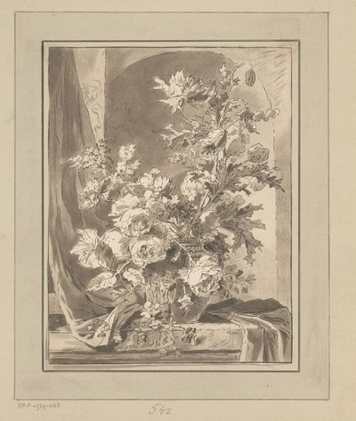 Vase med blommor till en nisch av Bernhard Schreuder