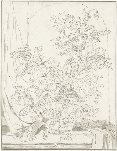 Vase med blommor till en nisch av Bernhard Schreuder