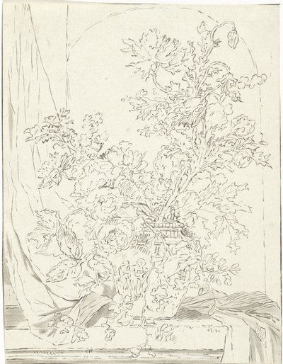 Vase med blommor till en nisch av Bernhard Schreuder