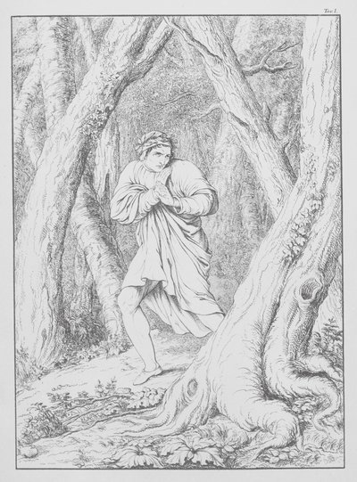 Dantes gudomliga komedi, Inferno (Helvetet), plansch I (litografi) av Bernhard Schuler