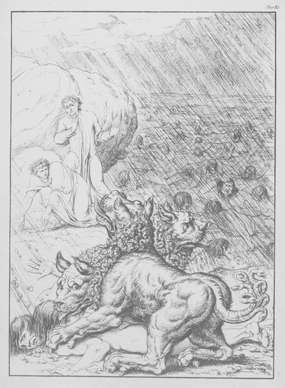 Dantes gudomliga komedi, Inferno (Helvetet), plansch XI (litografi) av Bernhard Schuler