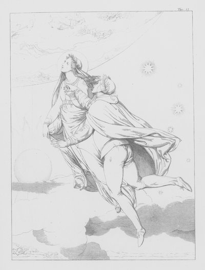 Dantes gudomliga komedi, Paradiso (himlen), plansch II (litografi) av Bernhard Schuler
