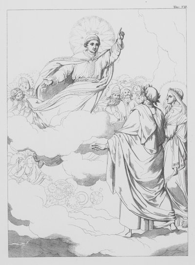 Dantes gudomliga komedi, Paradiso (himlen), plansch VII (litografi) av Bernhard Schuler