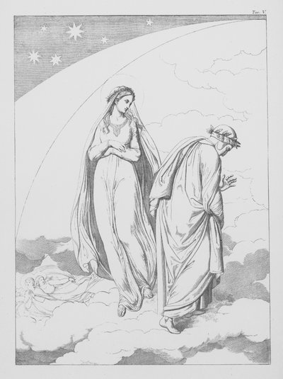 Dantes gudomliga komedi, Paradiso (himlen), plansch V (litografi) av Bernhard Schuler