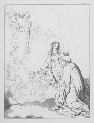 Dantes gudomliga komedi, Paradiso (himlen), plansch XVI (litografi) av Bernhard Schuler
