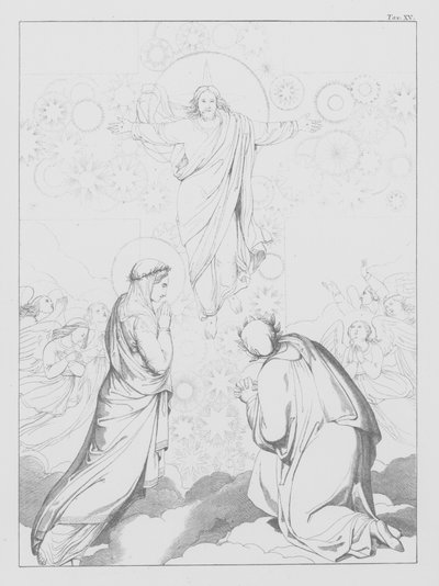 Dantes gudomliga komedi, Paradiso (himlen), plansch XV (litografi) av Bernhard Schuler