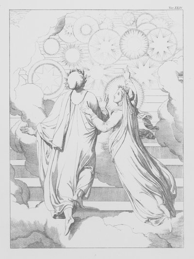 Dantes gudomliga komedi, Paradiso (himlen), plansch XXIV (litografi) av Bernhard Schuler