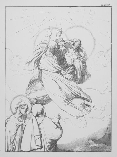Dantes gudomliga komedi, Paradiso (himlen), plansch XXXIII (litografi) av Bernhard Schuler