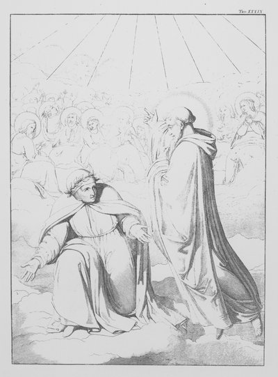 Dantes gudomliga komedi, Paradiso (himlen), plansch XXXIX (litografi) av Bernhard Schuler