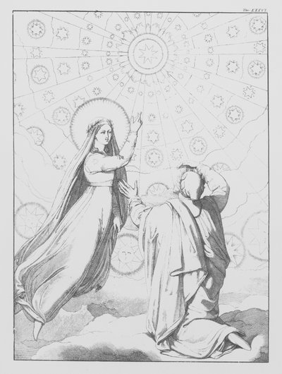 Dantes gudomliga komedi, Paradiso (himlen), plansch XXXVI (litografi) av Bernhard Schuler