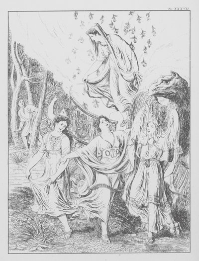 Dantes gudomliga komedi, Purgatorio (Skärselden), plansch XXXVII (litografi) av Bernhard Schuler