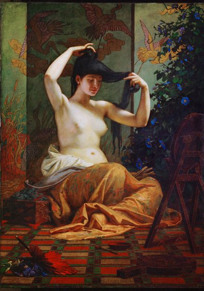 Japansk kvinna (målning på duk) av Bertalan Szekely