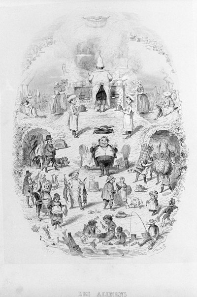 Mat: matlagning och olika sätt att tillaga mat i Brillat - Savarin illustrerad av Bertall. Paris 1840. av Bertall