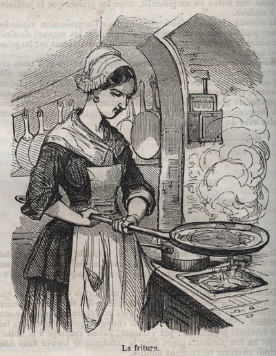 Fritering - gravyr i "La Physiologie du gout"" av Jean Anthelme Brillat Savarin (Brillat-Savarin) av Bertall