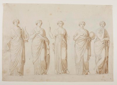 Muserna Terpsichore, Erato, Clio, Urania och Polyhymnia av Bertel Thorvaldsen