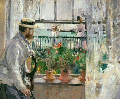 Eugene Manet (1834-92) på Isle of Wight (olja på duk) av Berthe Morisot
