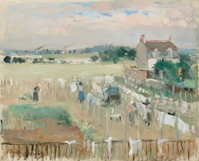 Hänger ut tvätten för att torka av Berthe Morisot
