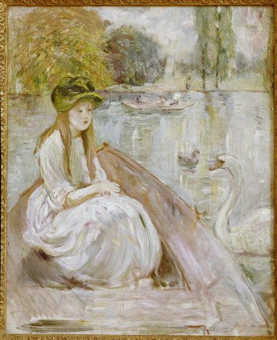 Jeanne Fourmanoir Aside the Lake. Målning av Berthe Morisot av Berthe Morisot