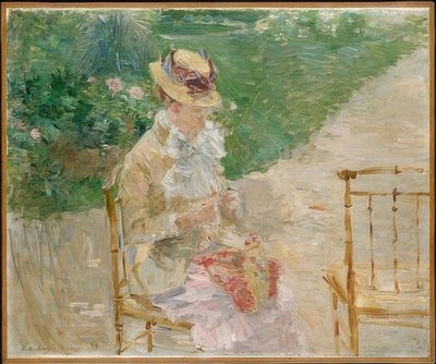 Ung kvinna stickning. Ca. 1883 av Berthe Morisot